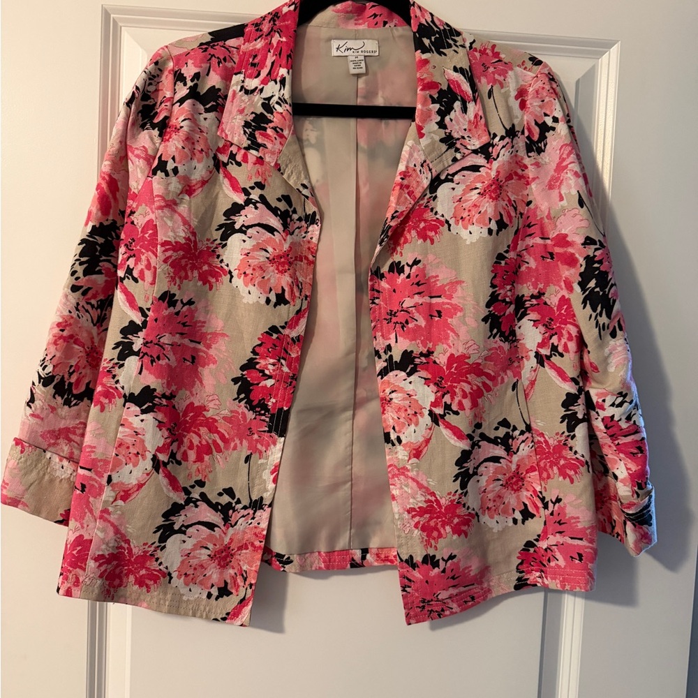 Kim Rogers Women's Floral Jacket - Pink and Black